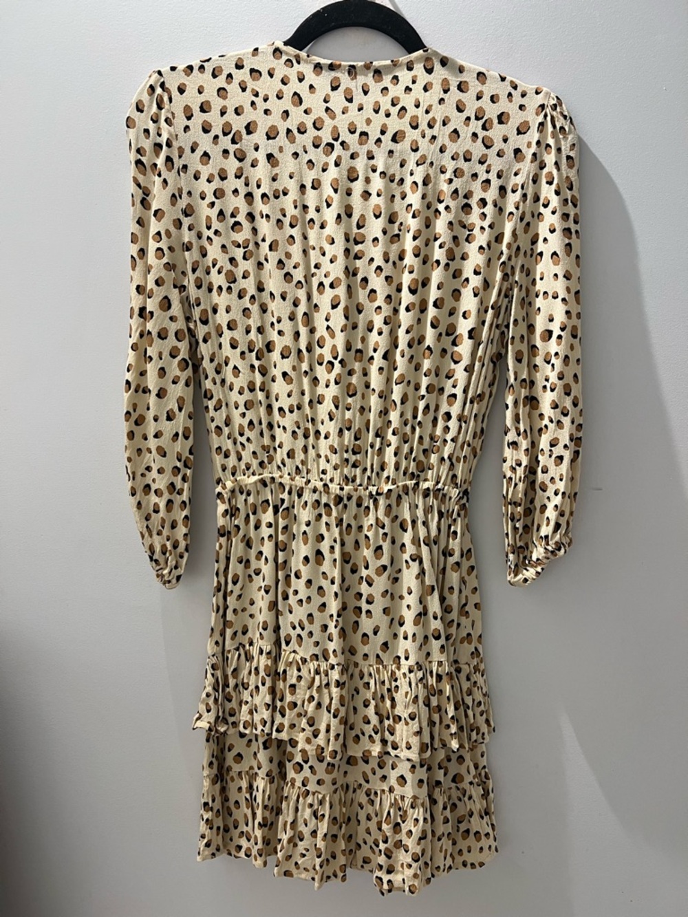Kivari Valentina Tie Front Mini Dress Cream Leopard Animal Print Size XS - Picture 7 of 7